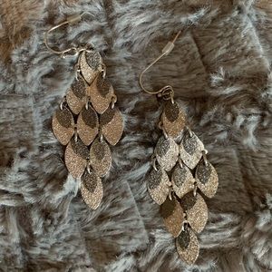 Silver and gunmetal dangle earrings